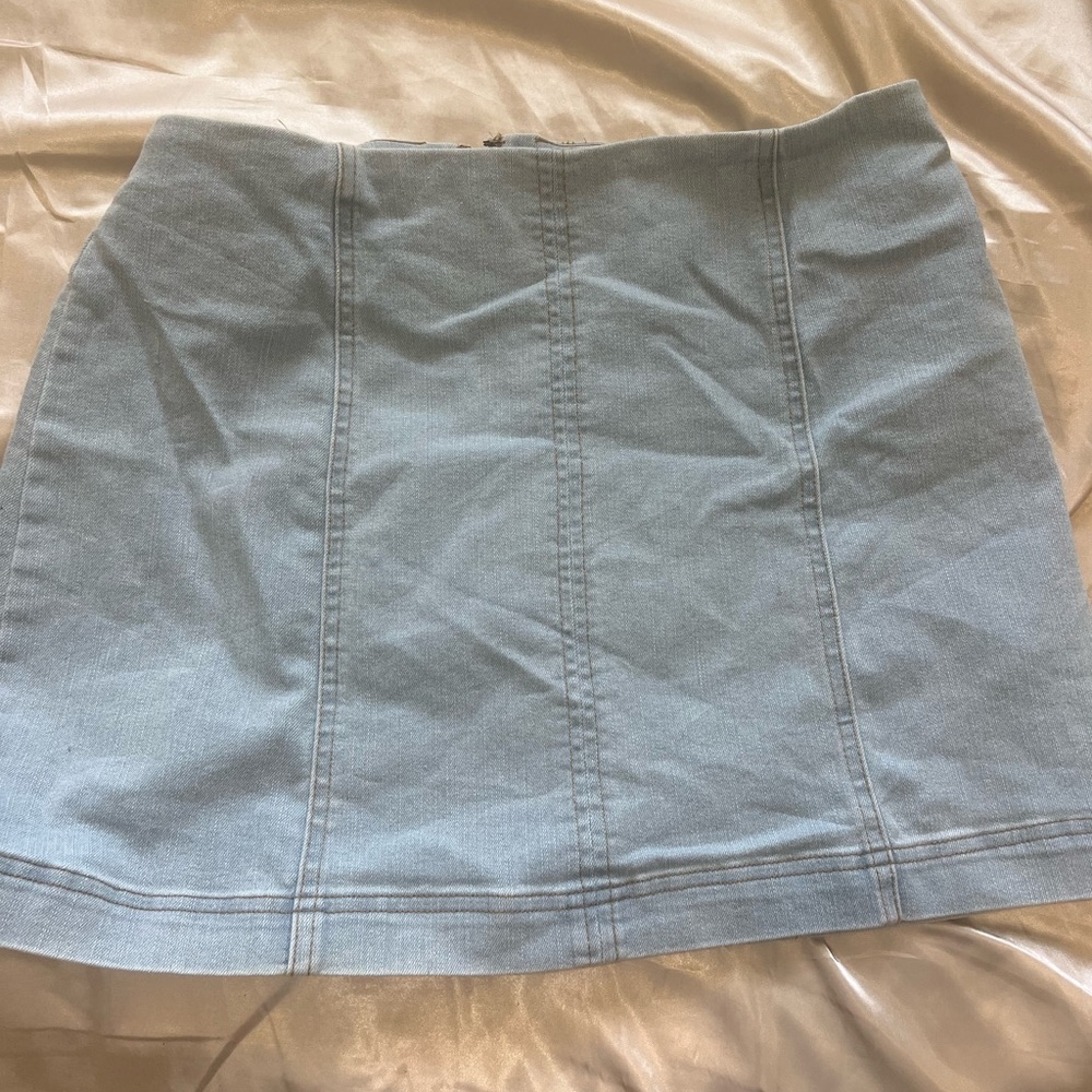 Juniors Seamed A- Line Mini Denim Skirt